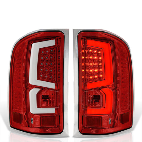 Red Housing Led Brake Tail Lights Lamps Pair For 2007-2013 Chevy Silverado 1500