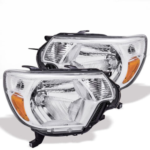 Chrome Amber Oe Style Head Lights Lamps Assembly Set For 2012-2015 Toyota Tacoma