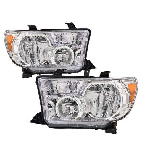 Chrome Amber Oe Style Head Lights Lamps Assembly Set For 2007-2013 Toyota Tundra