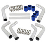 3" 8 Pcs Turbo Intercooler Piping Kit + Blue Couplers + Bolts Clamps Universal