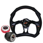 320Mm Black Battlestyle Steering Wheel + Red Thin Quickrelease For 96-15 Civic