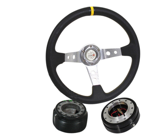 S13 Drifting Deep Dish Steering Wheel + 1.5" Mini Quick Release + Hub Adapter