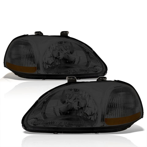 Smoke Amber Oe Style Jdm Replacement Head Lights Lamp For 1996-1998 Honda Civic
