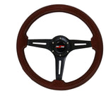 Adapter For 96-05 Civic + Dark Wood Black Aluminum Streak Style Steering Wheel