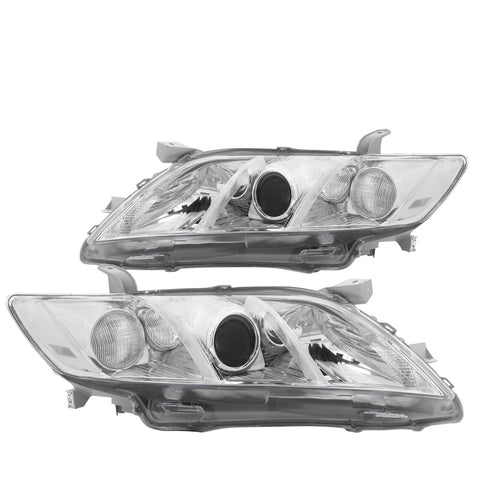 Chrome Clear Replacement Headlights Lamps Lh Rh Pair For 2007-2009 Toyota Camry