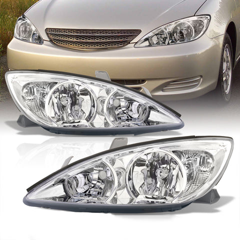 Chrome Clear Driving Head Lights Lamps Assembly Lh Rh For 2002-2004 Toyota Camry