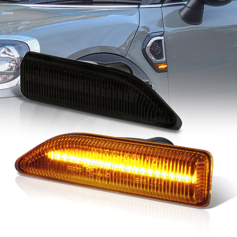 Smoke Led Front Fender Side Marker Light Lamps For 2017-2022 Mini Countryman F60