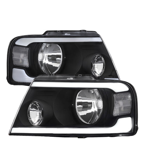 Black Driving Led Bar Head Lights Lamps For 2004-2008 Ford F150 Lincoln Mark Lt