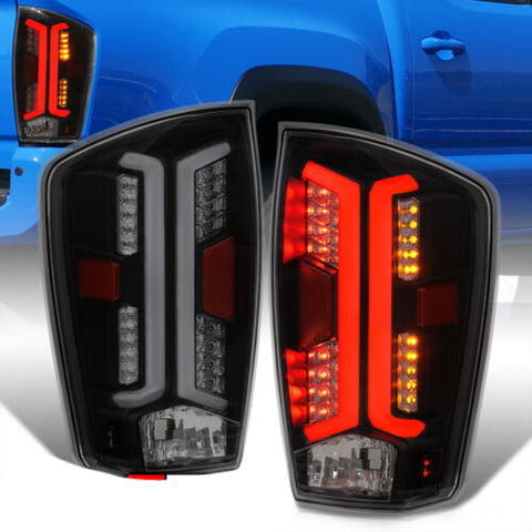 Black Smoke Led Brake Stop Tail Lights Lamp Assembly For 2016-2022 Toyota Tacoma