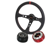 350Mm Detachable Steering Wheel Kit - Red Quick Release + Hub Adapter + Button