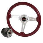 Hub For 86-98 Rx7 + Red Wood Chrome Aluminum Center Deep Dish Steering Wheel