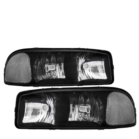 Black Clear Oe Style Head Lights Lamps Left+Right For 2000-2006 Gmc Sierra Yukon