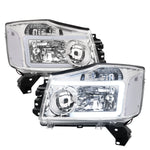 Chrome Driving Led Tube Head Lights Lamps For 2004-2015 Nissan Titan -07 Armada