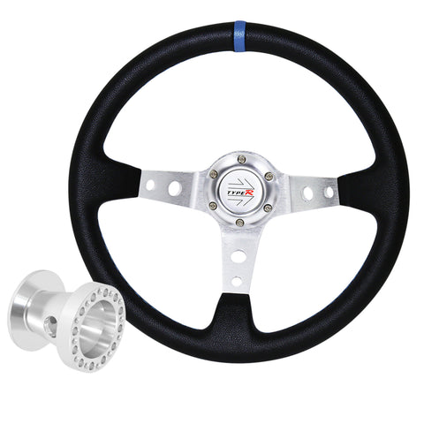 Chrome Adapter For 1984-1989 Ae86 Deep Dish Black Steering Wheel Silver Center