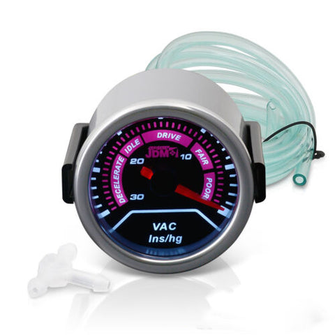 Universal 2" 52Mm Vac Vacuum Gauge Engine Air Ratio Led Analog Needle Smoke Tint