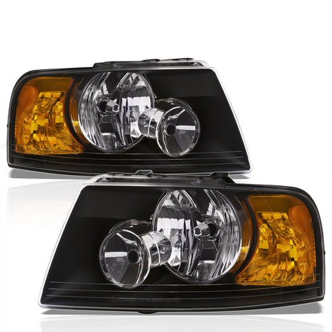 Black Amber Oe Style Head Lights Lamps Left+Right For 2003-2006 Ford Expedition