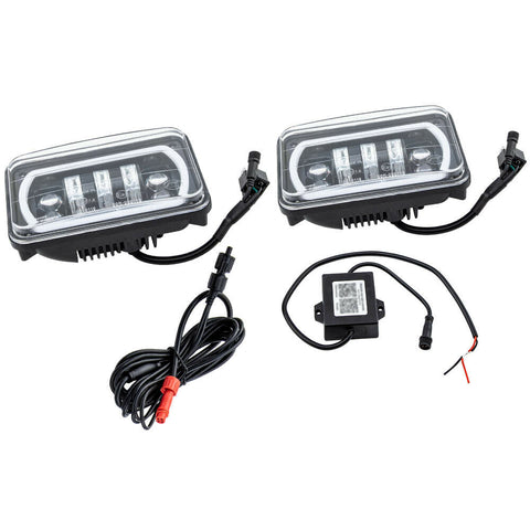 2pcs 4X6" RGB LED Headlights H4 with Bulbs Hi-Lo Beam Headlamp Anti Flicker