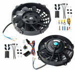 (2) 7" Electric Slim Push Cooling Fan + 40AMP Thermostat Control Relay Wire Kit