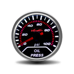 Hiwowsport 2'' 52mm Oil Press Pressure Gauge LED 0~100 PSI White Shift Light