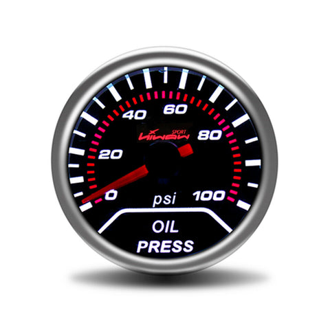 Hiwowsport 2'' 52mm Oil Press Pressure Gauge LED 0~100 PSI White Shift Light