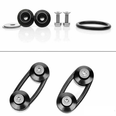JDM Aluminum Quick Release Fasteners Bumper Trunk Fender Hatch Lids Kit Black