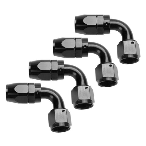 Hiwowsport 4PCs AN10 -10AN 90 Degree BLACK SWIVEL FUEL OIL HOSE END FITTINGS