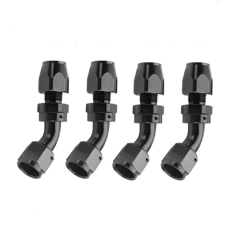 4Pcs Universal Swivel Hose End Fitting Adaptor AN10 -10AN 45 Degree 45° Black