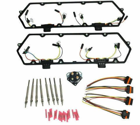 94-97 Ford 7.3 7.3L Powerstroke Valve Cover Gasket & Glow Plugs & Relay Kit