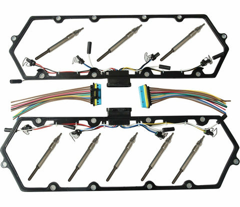 97-03 Ford 7.3L Powerstroke Diesel Glow Plug Set-Gaskets Harnesses 8 Plugs