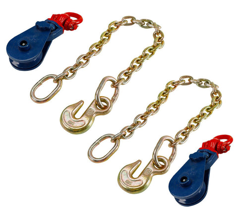 2 Set G70 Snatch Block w/ Shackle & 2 Ton 3" Chain Anchor Wrecker Car Carrier