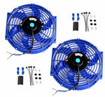 2X Blue Universal 10" Electric Radiator Cooling Fan w/ Thermostat Relay Wire Kit