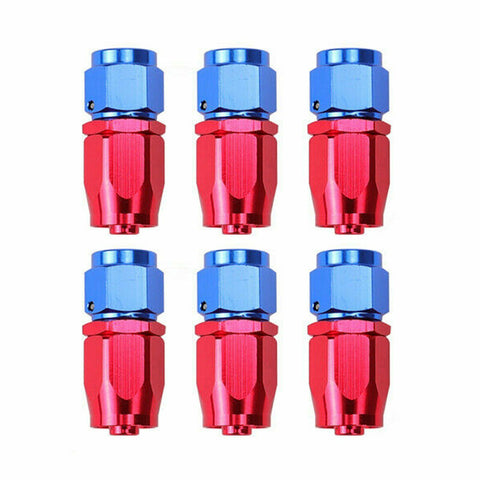 6Pcs 12AN Straight Swivel Hose End Fitting Adaptor For CPE Fuel Line Red & Blue