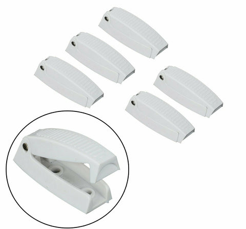 (5) RV Camper White Rounded Baggage Door Catch Compartment Door Latch Holders