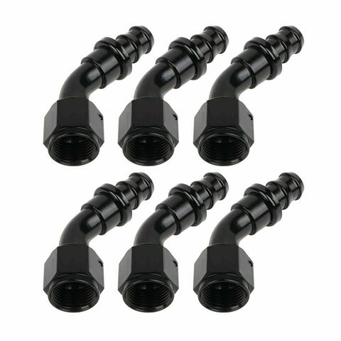 6PCS 8AN Push Lock 45 Degree Hose End Fitting/Adaptor For AN8 Oil Fuel Water Air