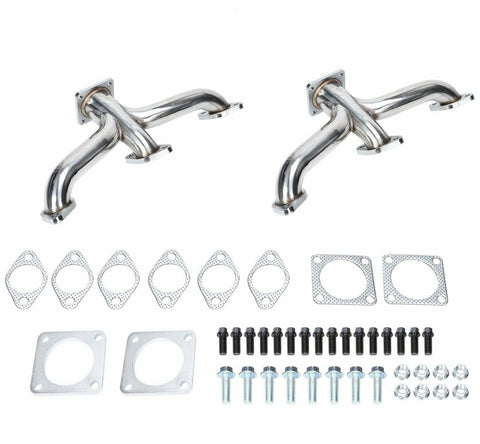 For 32-53 Ford Car Truck Flathead Shorty Center Dump Stainless Exhaust Headers