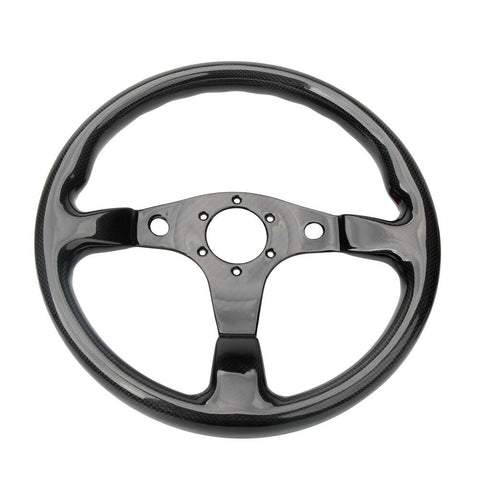 14" Universal Sports Racing Steering Wheel Real Carbon Fiber Black Flat Design
