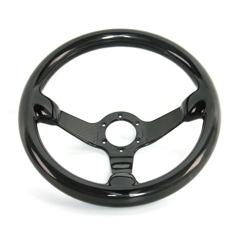 Hiwowsport 350mm Genuine Real Carbon Fiber Racing Steering Wheel 6Bolts Black