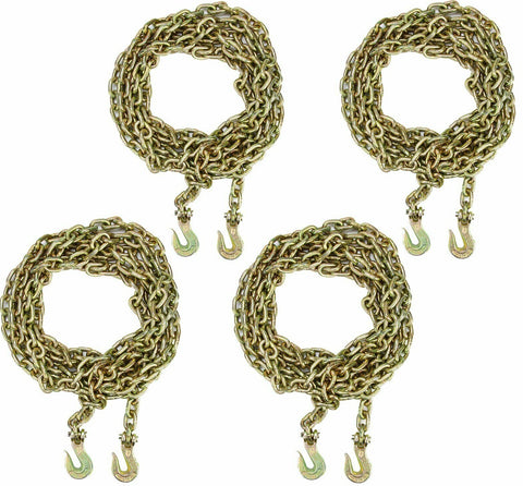 4pcs G70 3/8" X 20' Tow Chain Tie Down Binder Chain Flatbed Truck Trailer Safety