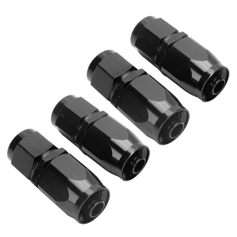 Hiwowsport 4PCs 10AN AN10 -10AN BLACK STRAIGHT SWIVEL FUEL OIL HOSE END FITTINGS