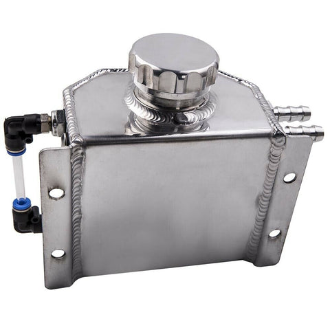 Universal 1000mL Aluminium Oil Catch Can Breather Tank Reservoir Drain Polished