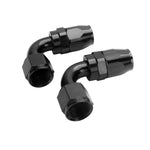 2Pc Universal 90 Degree Swivel Hose End Fitting Adaptor Oil Fuel Line AN6 Black