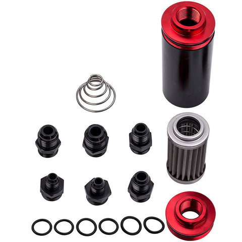 New 100 Micron Stainless Steel AN6/AN8/AN10 Inline Fuel Filter HIGH Flow Fitting