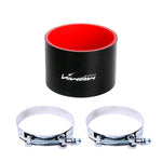 Hiwowsport 2'' Straight Coupler Silicone Hose Black T-clamp 76mm Length 4-Ply