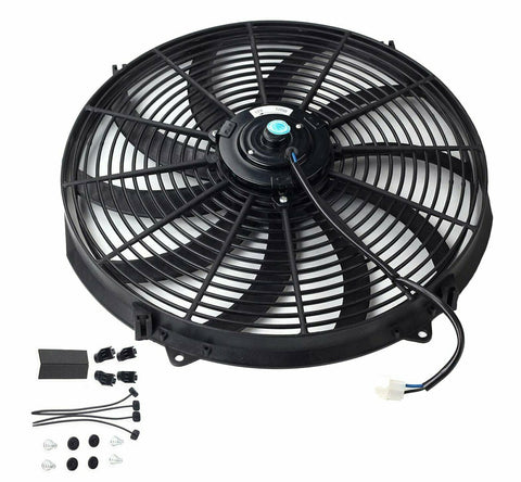 16" BLACK Universal Slim Push Pull Electric Cooling Radiator Fan Kit 1730CFM