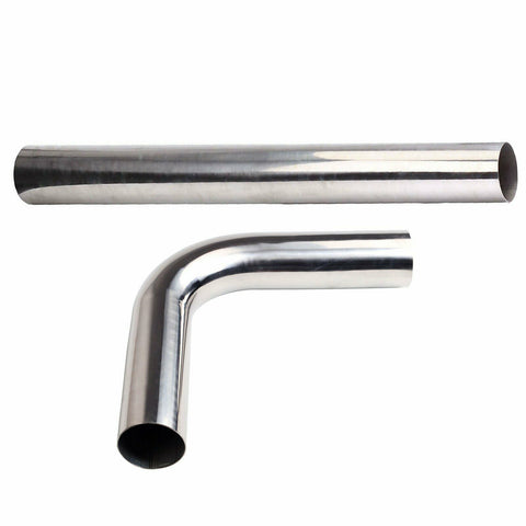 90 Degree Elbow + Straight Aluminum Turbo Intercooler Pipe OD:63mm 2.5" L:600mm