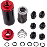 Black & Red Color 0.1mm Cleanable Inline Fuel Filter AN6 AN8 AN10 SS High Flow