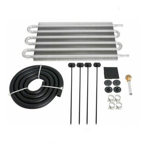 6 Row Aluminum Remote Transmission Oil Cooler Manual-Auto Radiator Converter Kit