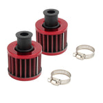 2 ×12mm Cold Air Intake Filter Turbo Vent Crankcase Car Breather Valve Cover Red