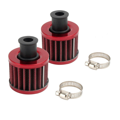 2 ×12mm Cold Air Intake Filter Turbo Vent Crankcase Car Breather Valve Cover Red