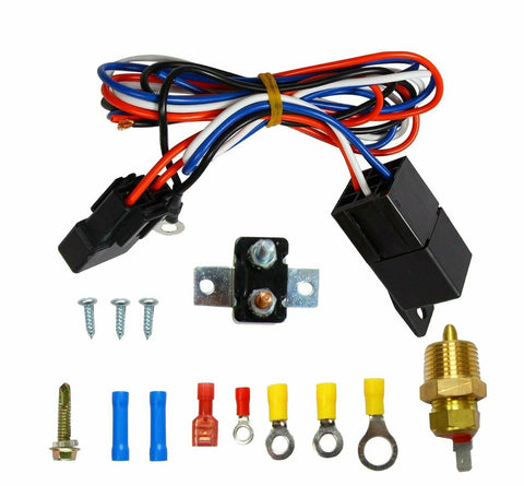 12V Electric Radiator Engine Fan 3/8" Thermostat Temperature Switch Relay Kit